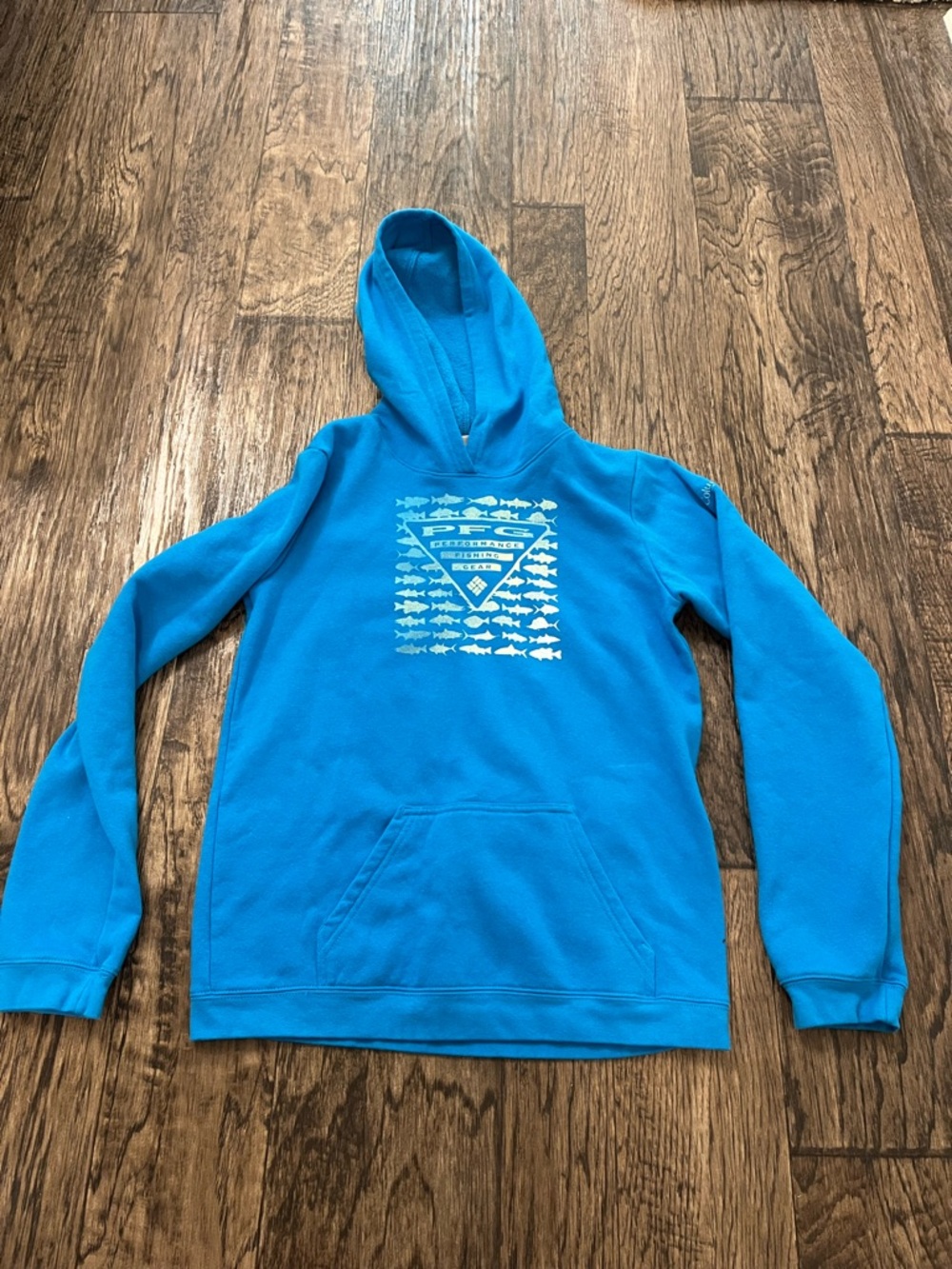 Columbia Teal Blue Performance Fishing Gear Hoodie